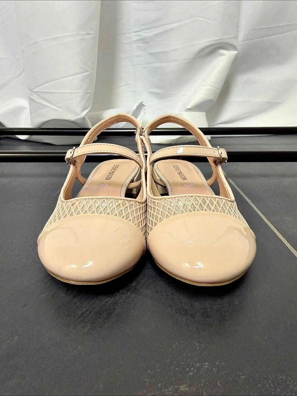 Steve Madden girls Belinda Mule Slingback Block Heel Beige size 3